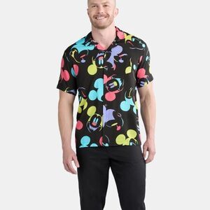 Men's Disney Mickey Button Up Shirt Sz Large